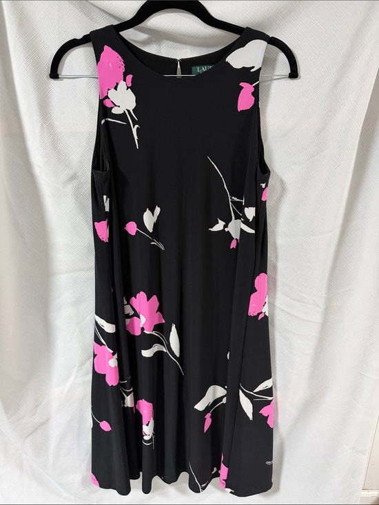 Lauren Ralph Lauren Dresses & Skirts - Lauren Ralph Lauren Black Midi Dress with Pink & White Floral Print